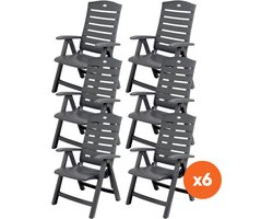 Set van 6 - Hartman Florion Recliner verstelbare tuinstoel - Royal Grey