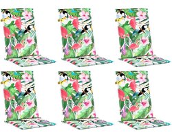 Set van 6 Hoge Rug Stoelkussens Stof Meerkleurig voor Buiten