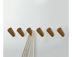 Set van 6 houten kledinghaken (kapstok), eikenhout