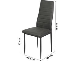 SET VAN 6 "JACK" STOELEN IN GRIJS KUNSTLEER 42,5X49X98CM