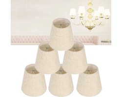 Set van 6 kaarsen - kroonluchters - lampenkappen voor vloerlamp - lampenkappen voor tafellamp - clip lampenkappen voor lampen - kleine lampenkappen - hanglamp - wandlamp (linnen)