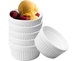 Set van 6 keramische crème brûlée kommen van 9 cm - ideaal voor soufflés, ragout fin en desserts