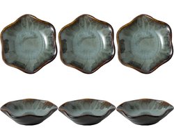 Set van 6 Keramische Dipschalen, Duurzame Snack- en Sauskommen, Ideaal voor Borrelhapjes en Dips, Afmetingen 10 x 2,5 cm