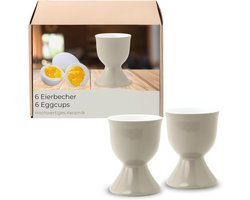 Set van 6 Keramische Eierdopjes Taupe Vaatwasserbestendig