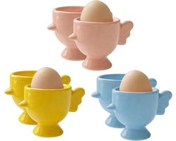 Set van 6 Keramische Eierdoppen in Porselein, Decoratief en Praktisch voor Ontbijt, Vaatwasserbestendig, Ideaal voor Ontbijttafel en Feestjes
