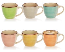 Set van 6 keramische espressokopjes - Kleurrijke handgemaakte koffiekopjes voor sterke koffie