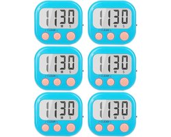 Set van 6 keukentimers, digitale timer, voor koken, timer, keukengereedschap voor bakken, tijdbeheer leren, zelfdiscipline herinnering, laboratoriumtimer, blauw