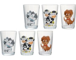 Set van 6 Kinderdrinkglazen met Hofdieren