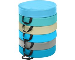 Set van 6 Kinderstoelkussens, Vloerkussens met Handvat, Kunstleer en Schuim, Makkelijk Onderhoud, Rond/Rectangular, Stapelbaar en Kleurrijk in 6 Kleuren
