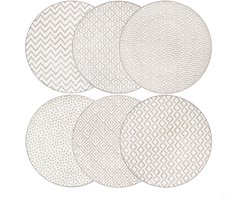 Set van 6 Kleine Bordjes Ø20,5 cm – Porselein – Sandy – Ard’time | Taupe Mix & Match Design