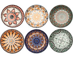 Set van 6 kleine serveerkommetjes - Keramische dipschaaltjes met sierlijk patroon