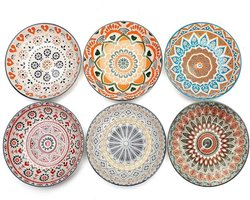 Set van 6 kleurrijke dipkommen in boheemse stijl, 14 cm diameter