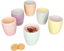 Set van 6 kleurrijke PASTELLO aardewerken koffiemokken voor 6 personen - 24326207