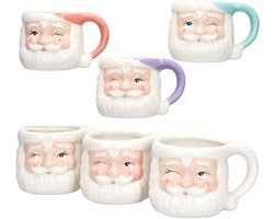 Set van 6 koffiebekers met kerstman 3x wit, 1x roze, 1x mint & 1x paars - 23105540 & 23105546