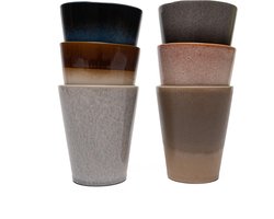 Set van 6 koffiekopjes - 310 ml - zonder oor - meerkleurig - 6 persoons - aardewerk - Earth style - Kade 171 - kopjes - hip en trendy