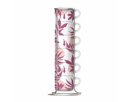 Set van 6 koffiekopjes Bialetti 29596 Wit Roze Porselein 90 ml (6 Stuks)