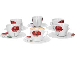 Set van 6 koffiekopjes met koffieschotel Monika