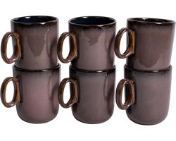 Set van 6 koffiemokken - met oor - 250 ml - 6 persoons - blauw met roze - Portugees stoneware - Vila Nova - Kade 171 kopjes - hip en trendy