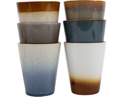 Set van 6 koffiemokken - theemokken - 310 ml - 6 persoons - meerkleurig - aardewerk - Storm style - Kade 171 kopjes - hip en trendy
