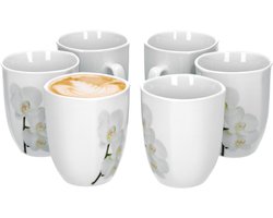 Set van 6 koffiemokken Vanda witte orchidee 33cl