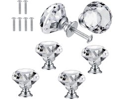 Set van 6 Kristallen Meubelknoppen voor Kast, Deur en Garderobe - 30mm Handgrepen en Knoppen
