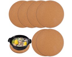 Set van 6 kurk onderzetters voor pannen, 19 cm kurken onderzetters ronde voor koken, plantenbakken en oppervlakbescherming,1 cm Dik, voor Onderzetters, Kleine Potten, Doe-het-Zelf Ambachten, Meubels