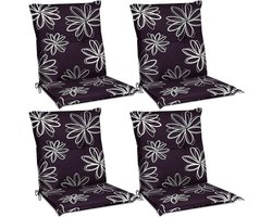Set Van 6 Lage Rug Tuinkussens Flores - Grijze Stoelkussens Met Bloemenprint | Comfortabel & UV-bestendig 100x50 Cm