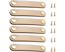 Set van 6 Leren Meubelhandgrepen voor Kasten en Lades - 140x25mm Deurgrepen met Schroeven - Duurzame en Stijlvolle Accessoires voor Interieurdecoratie