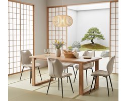 Set van 6 Luxe Eetkamerstoelen Kaki – Gestoffeerd met Hoge Rugleuning, Zwart Gelakte Metalen Poten – Comfortabele Scandinavische Stijl Stoelen voor Eetkamer, Woonkamer, Slaapkamer & Kantoor – Depauwwonen