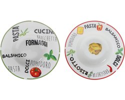 Set van 6 Luxe Pastaborden – 24 cm – Hoogwaardig Porselein – Kleurrijk Italiaans Design – Vaatwasser- & Ovenbestendig