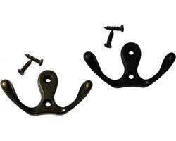 Set van 6 metalen kledinghaakjes, hangers (dubbel, kleur: brons)