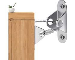 Set van 6 meubelankers, anti-kantelbanden voor meubels, robuuste veiligheidsankers voor aan de muur, voor de veiligheid van kinderen, huisdieren, enz., geschikt voor kasten, kaptafels, boekenkasten en andere meubels, zilver.