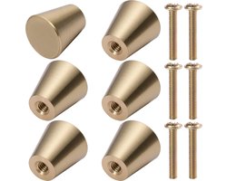 Set van 6 meubelknoppen, gouden meubelgrepen, massief koperen kastknoppen, ladeknoppen voor kasten, boekenplanken, ladekast (15 x 15 mm)