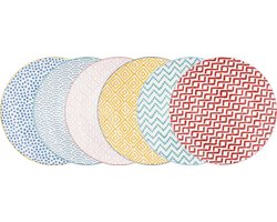 Set van 6 Mix & Match Dessertborden Ø20,5 cm – Porselein – Bonnie – Ard’time | Kleurrijk & Elegant Servies - Voorgerechten / voorgerechtborden - Kleine borden - Ontbijtborden - Gebaksbordjes - Kleurrijk servies / Multicolor borden