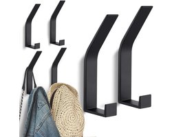 Set van 6 Moderne Wandkapstokken – Stevige Aluminium Haken met Verborgen Bevestiging – Roestvrij, Waterdicht & Draagkracht tot 50 lbs – Voor Badkamer, Hal, Slaapkamer of Keuken
