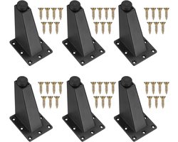 Set van 6 Moderne Zwarte Aluminium Leggen voor Meubels - 92mm voor Banken, Salontafels, en Kasten