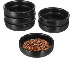 Set van 6 Multifunctionele Keramische Dipkommen voor Soja, Specerijen en Bijgerechten - Zwart Porselein