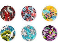 Set van 6 Onderborden – Kimono Design – Multicolor – 33 cm – Oosterse Stijl