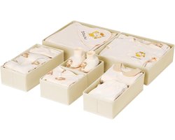 Set Van 6 Ondergoedorganizer - Lade-Organizer voor Kleding - Opvouwbare Organizers en Opbergsystemen - 2 Small + 2 Medium + 2 Large - Voor Ondergoed, Sokken, Stropdassen en Accessoires - Voor Kinderkamer, Kast en Slaapkamer - Beige