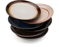 Set van 6 ontbijtborden - 20 cm - meerkleurig - 6 personen - aardewerk - Earth style - Kade 171 - borden - hip en trendy