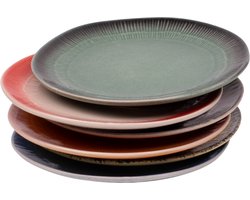 Set van 6 ontbijtborden - 20 cm - meerkleurig - 6 personen - aardewerk - Fire style - Kade 171 - borden - hip en trendy