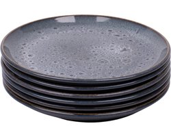 Set van 6 ontbijtborden - 22 cm - Amadora - blauw met aqua look - Portugees stoneware