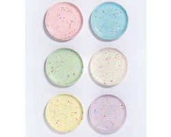 Set van 6 Ontbijtbordjes in 6 Pastel kleuren - 17 cm - Broodbordje - Gebakbordje