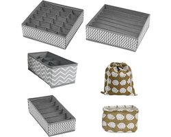 Set van 6 opbergdozen voor ondergoed, multifunctionele organizers voor laden en kasten, ruimtebesparend opbergsysteem