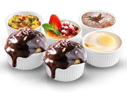 Set van 6 Ovenbestendige Soufflé Schalen van Porselein voor Sauzen, Dips en Desserts, 100ml