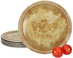 Set van 6 PERFETTO-pizzaborden, geel, Ø 31,5 cm, van porselein - 04019#ZZ09