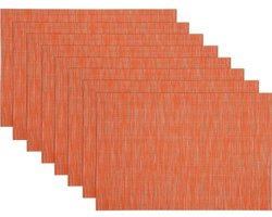 Set van 6 placemats, geweven vinyl, afwasbaar, hittebestendig, wasbaar, geschikt voor binnen- en buitengebruik, oranje.