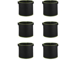 Set van 6 - Plantenkweekzakken - voor Binnen en Buiten - Planten groeizak - Kweekzak - 3 Gallon - 25x22 CM - Zwart - Niet-geweven stof - Plantenzak - met riemen handgrepen voor bloemen groenten
