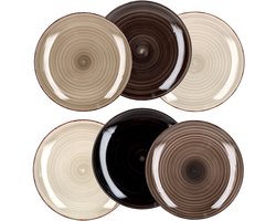 Set van 6 platte borden grijs 27cm