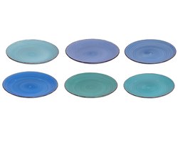 Set van 6 platte dinerborden blauw 26,5cm